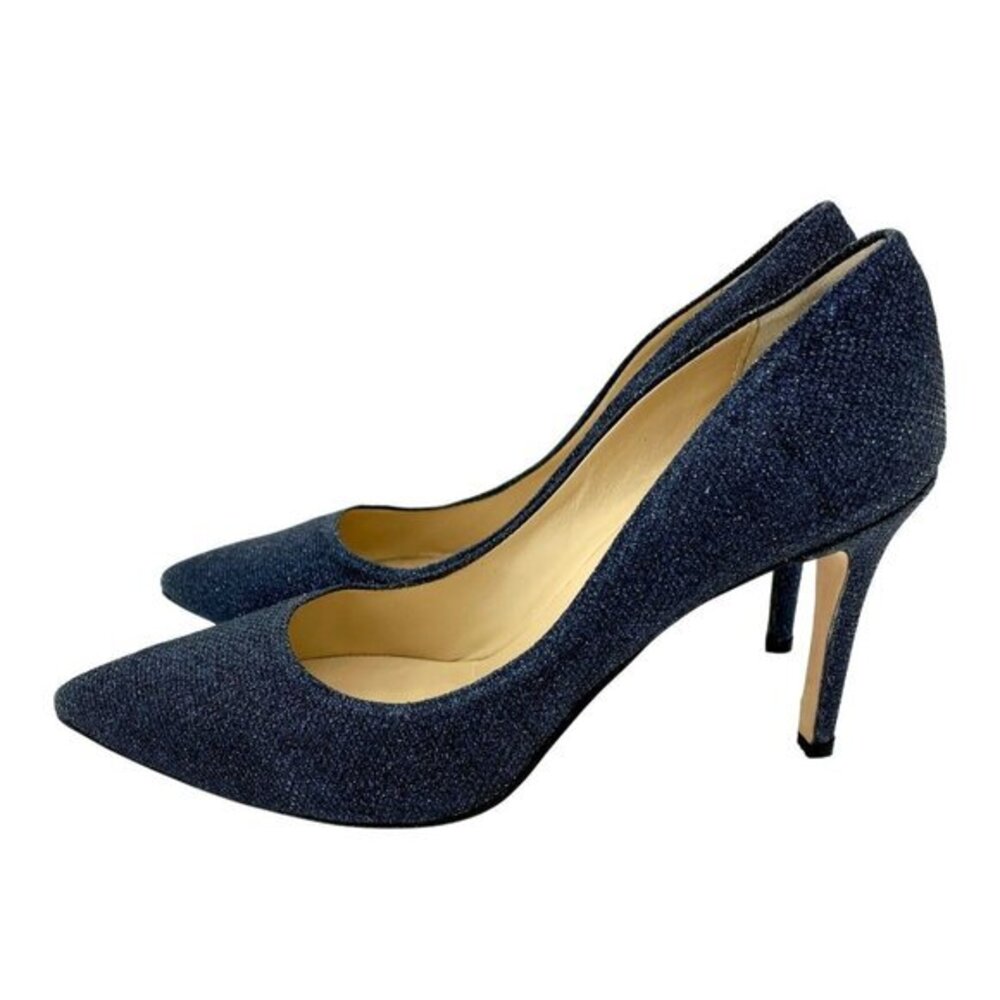 L'Arianna Blue Glitter Mesh Stiletto Pumps Made in Italy SZ 40 EU 9.5 US NIB